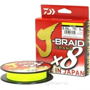 Шнур DAIWA J-BRAID GRAND X8 135М 0,18ММ YELLOW